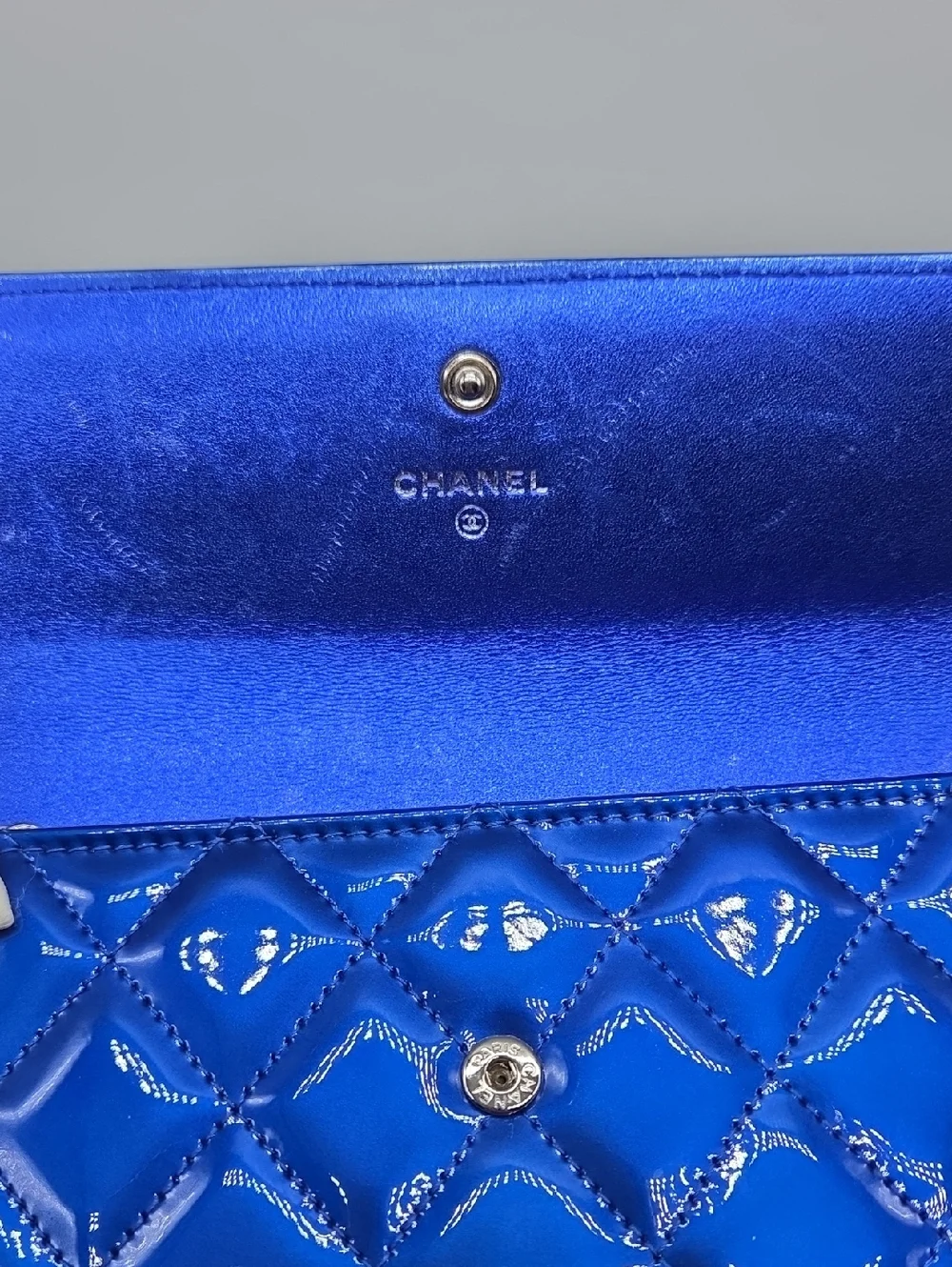 CHANEL patent calfskin